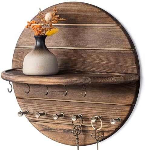 Rebee Vision Pine Wood Key Holder Wall Mount – Rustic Wooden Key ...