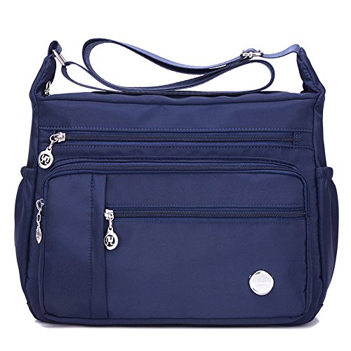 KARRESLY Women's Shoulder Bags Travel Handbag Messenger Cross Body Nylon Bags with Lots of Pockets(Blue-S)