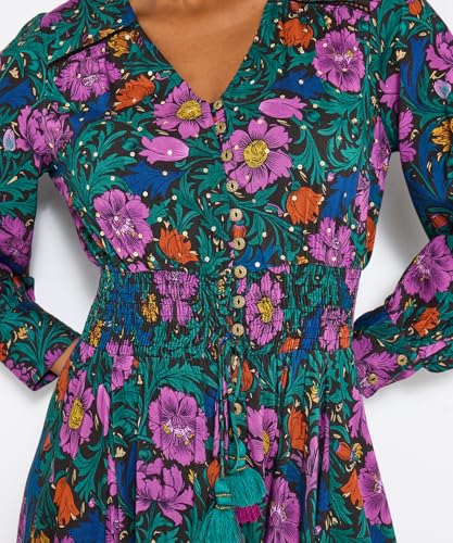Robe longue fleurie d'automne fluide et confortable style boho vintage