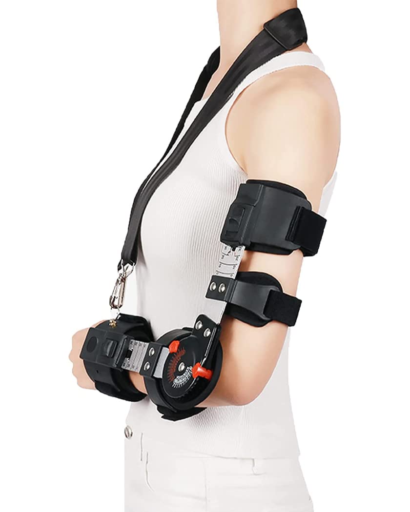Codera con bisagras ajustable postoperatoria férula de longitud completa ortesis aleación de aluminio soporte para codo inmovilizador codo brazo cabestrillo protector de fractura, derecha (i