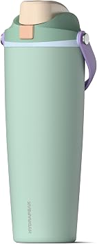 Hydrapeak Roamer 32oz Insulated Water Bottle with Straw Lid w/Lock & Handle, Leakproof Stainless Steel, Rubber Grip Base, Keeps Drinks Cold 24H, Great Tumbler For Dad, Seafoam