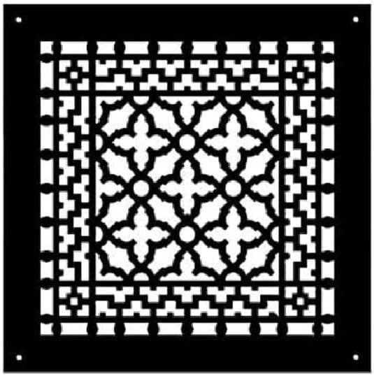 "Reggio Register Scroll Series Victorian Floor Grate, Black Cast Iron, Fits 10x2.25 Opening, No Mounting Holes, Made in USA"