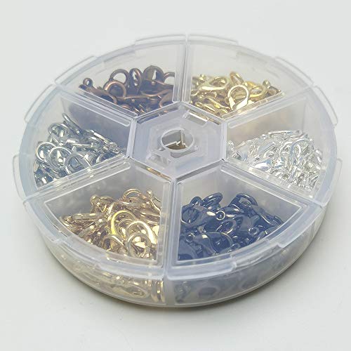 Libiline 1 Box 240Pcs Assorted 6 Colors Zinc Alloy Lobster Clasps For Jewelry Necklaces Bracelet Making, Nickel Free (Mix, 12X7Mm) #TOP3