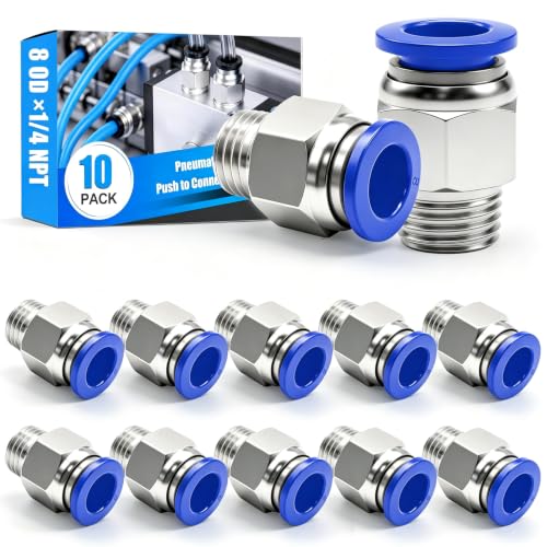 Image of mxuteuk 10PCS 8mm OD x 1 /4 inch NPT Male Straight Push to Connect Fitting
