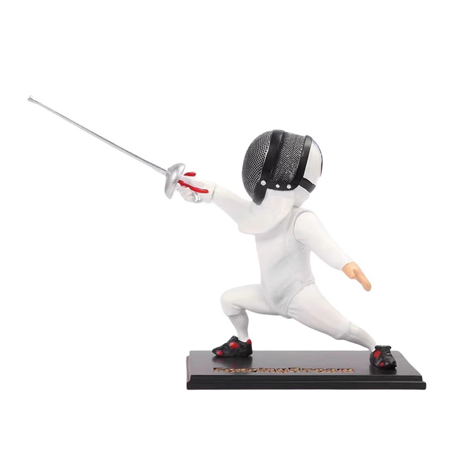 KXJPIZIYB Fencing Doll Models Saber Foil and Epee Lunge Fencing Models Birthday Ornaments Fencer Prizes Fencing Lunge Pose Figurine(White)