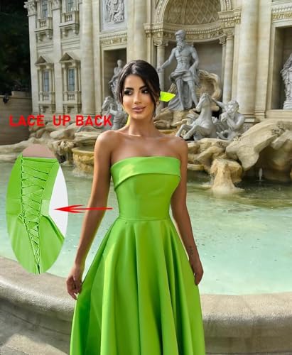 IIF Off The Shoulder Strapless Bridesmaid Dresses Satin Pleated A Line Formal Evening Party Gown with Pocket IIF1542