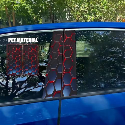 Image of JSCARLIFE Skull Car B-Pillar Sticker, HD Printed PVC Waterproof Car Decals, Car Stickers Vinyl Self-Adhesive Side Strip Decal Cool Stickers (Honeycomb Style 1)