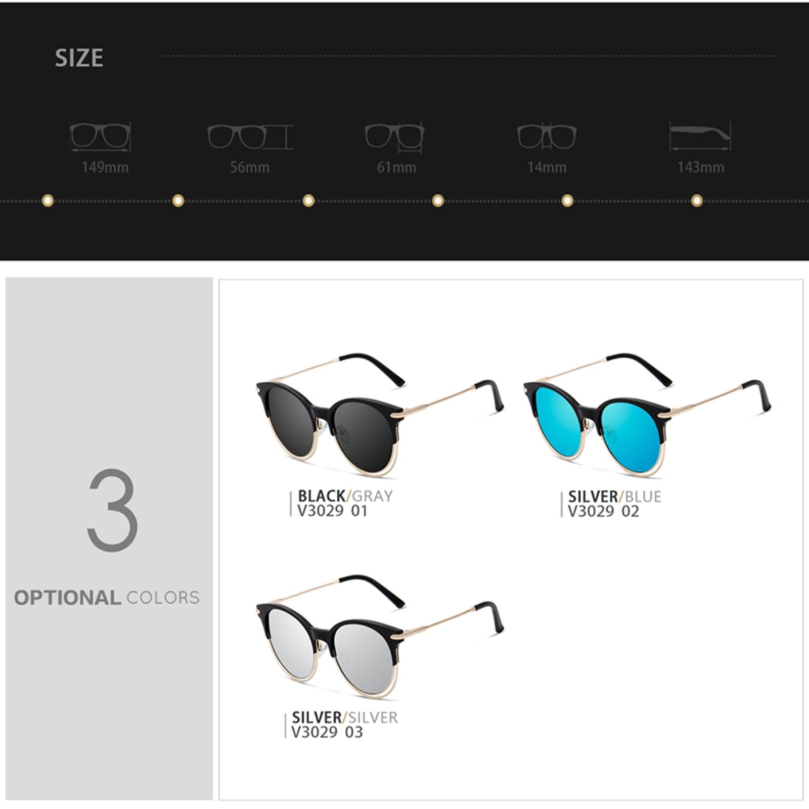 Occhiali da sole vintage da donna in lega con lenti polarizzate UV400 e specchio per esterni