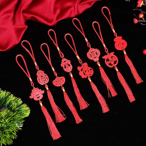 BESPORTBLE Chinese New Year Decorations: 10pcs Wooden Spring Festival Chinese Knot Hanging Ornaments - Image 2