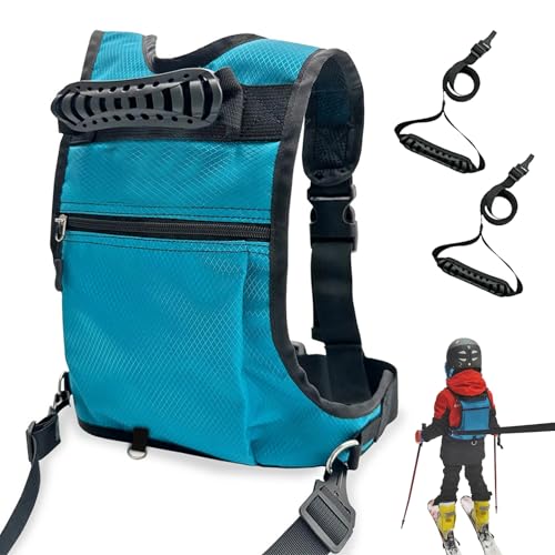 Snowboard Trainingsharnisch für Kinder,Anfänger Ski Trainingsrucksack Skateboarding Skifahren Eislaufen Training Geschirr,Ski und Snowboardgurt für Kinder mit Mini Rucksack und Einstellbarer Kordelzug