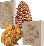 2 Stück Keksformen aus Holz Natürliche Glatt Gratfrei, Kreatives Tiere 3D Keksform Holz, 3D Keksform Backwerkzeuge, DIY Backformen Backwerkzeuge Küchen Zubehör, für Kekse Schokolade Muffins Mondkuchen