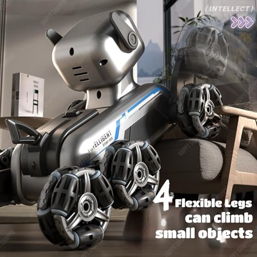 Image of Smart RC Robot Dog Car 8WD - 2.4GHz Remote & Gesture Sensor Control, 360 Stunt Car with LED Lights & Music, Rechargeable Robot Toy for Kids (Boys & Girls, 6+ Years)