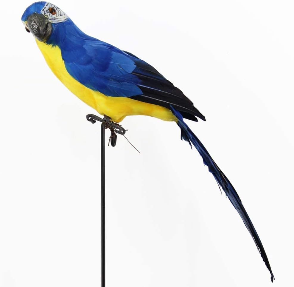 LWINGFLYER Large Blue Macaw Parrot Lifelike Bird 17.8inch/45cm Artificial Feathered Birds Ornament Model for Decoration & Crafts