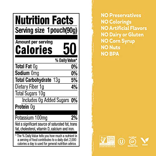 Buddy Fruits Pure Blended Fruit To Go Apple and Applesauce 100% Real Fruit (No Sugar, Non GMO, Vegan, Gluten Free, No Preservatives, BPA Free, Certified Kosher), Banana, 57.6 Oz, Pack Of 18