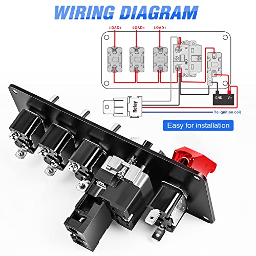 Image of Nilight Ignition Switch Panel with Engine Push Button 12V 5 in 1
