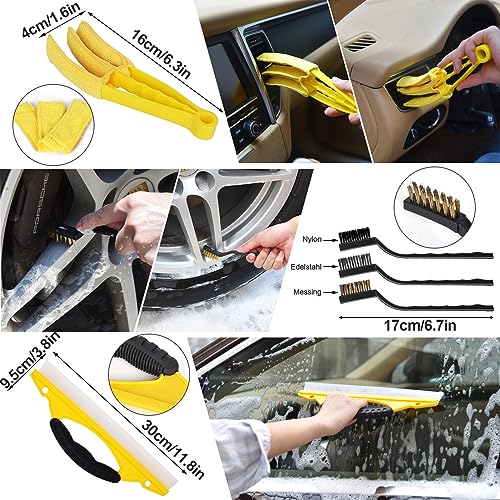 Herrfilk 20 Pcs Kit Nettoyage Voiture, Produit Nettoyage Voiture avec Brosse Visseuse, Nettoyage Voiture Intérieur et Extérieur, Fentes d'aération, Tableau de Bord, Moteur, Roues,Nettoyage Domestique – Image 6