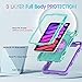 TOPSKY Compatible with iPad Mini 6 Case 8.3 inch, Shockproof Rugged Cover with Pencil Holder, Kickstand, Rotatable Hand Strap, Shoulder Strap for 2021 iPad Mini 6, Purplr-Green