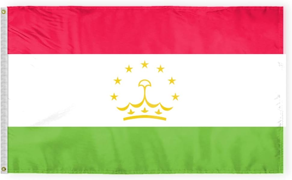 AGAS Tajikistan Flag 2x3 ft Outdoor 200D Nylon Double Stitched Hem Never Rust Brass Grommets Canvas Header Tajik Flag