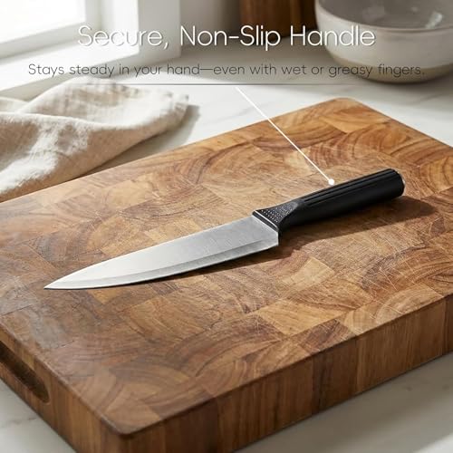 Image of Knife Set, 6-Piece Kitchen Knife Set with Block, High Carbon Stainless Steel Ultra Sharp Kitchen Knives, Wood Grain Handle, Dishwasher Safe Knife Block Set, Black, Mothers Day Gifts (White)