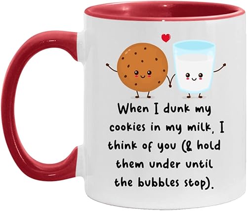 Taza de café con texto en inglés When I Dunk My Cookies In My Milk I Think Of You, color blanco y muchos colores lindos, regalo divertido para Taza de café con texto en inglés When I Dunk My Cookies In My Milk I Think Of You, color blanco y muchos colores lindos, regalo divertido para