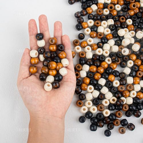 Cuentas de madera fáciles de enhebrar AUEAR, 500 piezas perforadas para bisutería 7