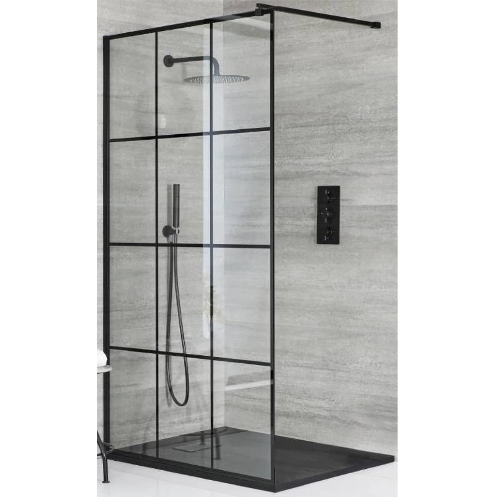 Milano Graphite Barq Black Grid Shower Enclosure Tray - 800Mm X 800Mm