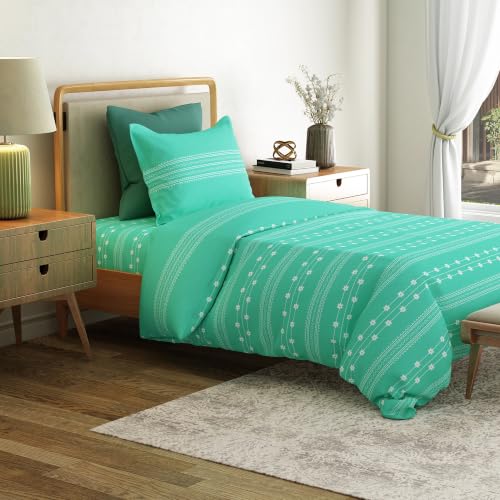 Image of Mytrident Bedsheet for Single Bed Cotton | 60 inch x 90 inch | Zari Sea Green