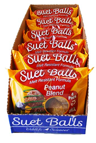 Wildlife Sciences Suet Balls 24 Pack 6 Individually Wrapped Packs of 4 Bird Suet Balls (Peanut Blend)