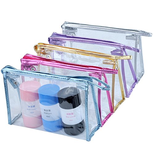 Preisvergleich Produktbild Mogoko Frauen Damen Klar Wasserdicht PVC transparent Kulturtaschen Schminktaschen Kosmetiktasche Kosmetikum Tasche Kosmetik Behälter (5 Farben Mix)