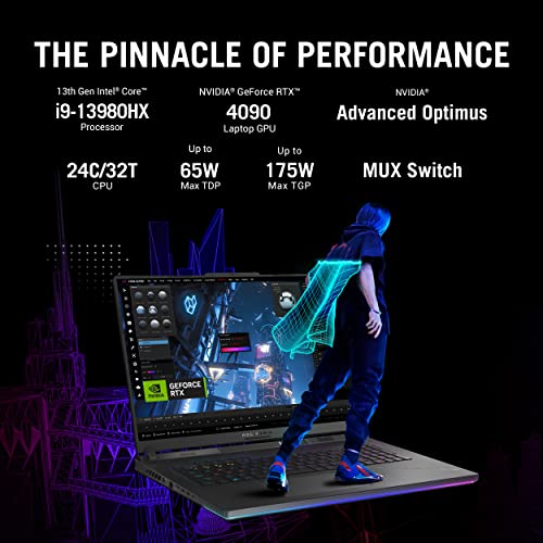 Image of ASUS ROG Strix Scar 18 (2023), Intel Core i9 13th Gen, 18 inch (45.72 cm) QHD+ 240Hz /3ms, 16GB RAM RTX 4090, (32GB RAM /2TB RAID 0 SSD), G834JY-N6056WS + ROG BP1501 Gaming Bag (Black)
