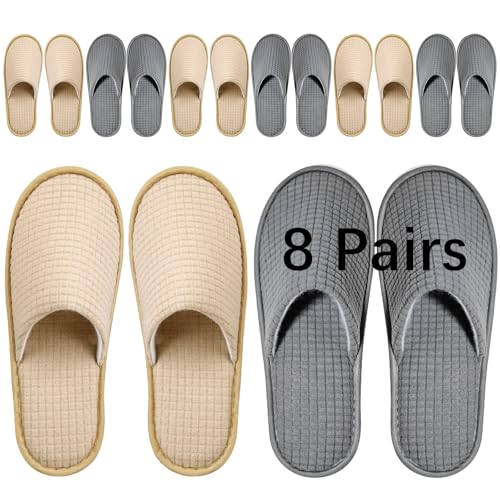 SENJUNSAFE 8 Pairs guest slippers disposable for guests Washable Reusable Which Can Be Used As Women Men House Indoor Bathroom Bedroom hotel(US Men Size 10Women 11)