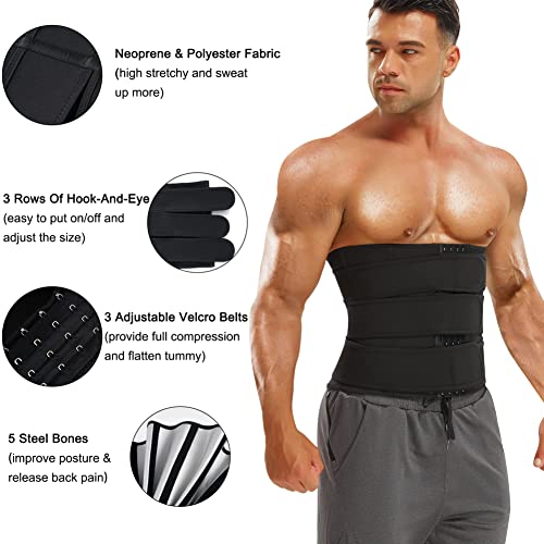 Ifkodei Men Waist Trainer Trimmer Tummy Control Shapewear Slimming Body Shaper Neoprene Sauna Sweat Belt (Black, 3Xl) #TOP3