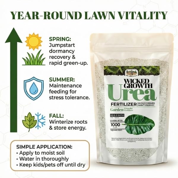Old Cobblers Farm™ Wicked Growth High-Efficiency 46-0-0 Fertilizer - Urea - Fast-Acting Nitrogen Source for Lush Growth in Gardens & Farms -Soluble (5 lbs | 10 lbs | 15 lbs | 20 lbs) (20lbs)