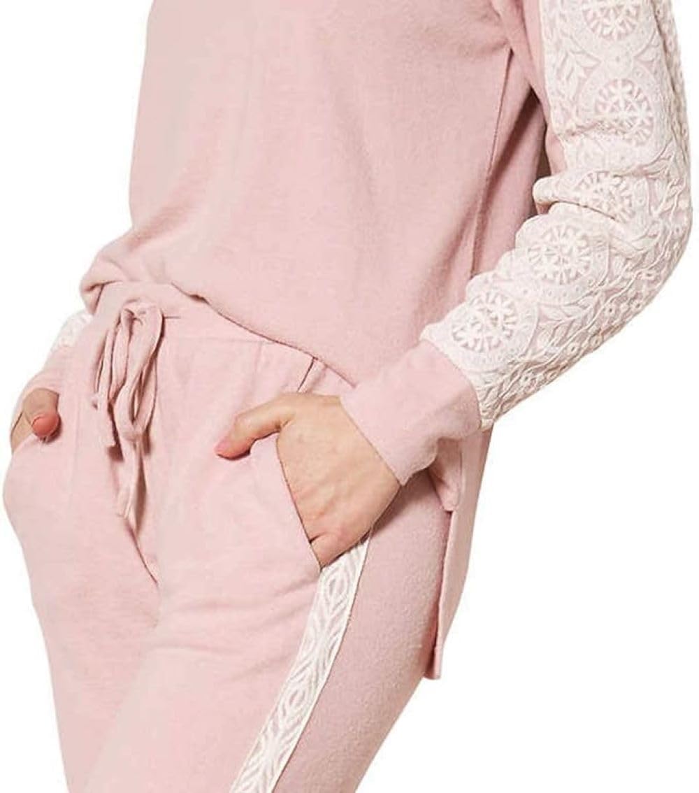 Flora Nikrooz Women's 2 Piece Long Sleeve Lounge Set with Lace, Long Sleeve Top & Jogger Pant - Image 4