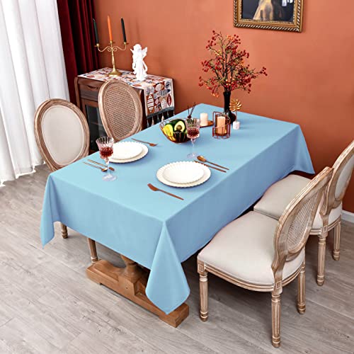 MEANMOY Baby Blue 210 GSM Water & Stain Resistant Rectangle Tablecloth for 4 Foot Table Solid 60 x 84 Inch Rectangular Table Cloth in Wrinkle Free Washable Polyester Fabric for Wedding, Party, Banquet by MEANMOY - Image 2
