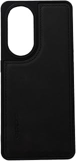 جراب خلفي مضاد للصدمات بتصميم عصري مصنوع من السيليكون المقوى ومبطن من الخلف بطبقة من الجلد متوافق مع موبايل رينو 8T شبكة الجيل الخامس 5G (أسود)