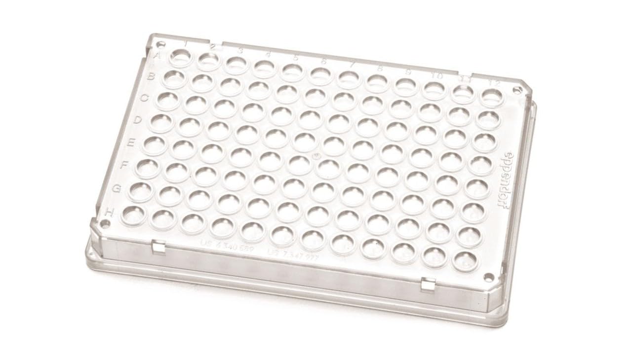 Eppendorf Polycarbonat Zwilling Technik PCR Mikrotest Platte mit 96 Skirted, 150µl Kapazität, Klar, 127.76mm Länge x 85.47mm Breite, 300 Stück