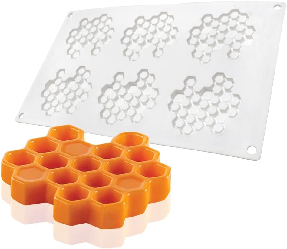 TUKE Silicone Honeycomb Molds 3D Honeycomb Bees Lace Mat Fondant Mold Lace Pad Baking Cake Chocolate Candy Mold for Cupcake Decorating Tools Kitchen