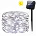 Solar String Lights, 100 LED Solar Fairy Lights 33 feet 8 Modes Copper Wire Lights Waterproof Outdoor String Lights for Garden Patio Gate Yard Party Wedding Indoor Bedroom (Cool White)