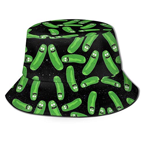 LINGJIE Pickle Rick Bucket Hat Reversible Fisherman Hat Travel Bucket Beach Sun Hat Outdoor Cap Black Cover