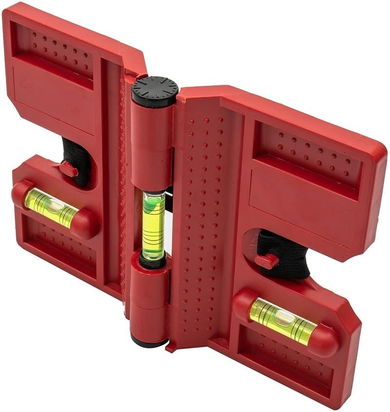 Adjustable Post Level with Elastic Band and Strap, 3 Vial Bubble Level for Fence Installation, Pipe Level Tool for Horizontal Vertical Alignment, Fits Metal Concrete Wood