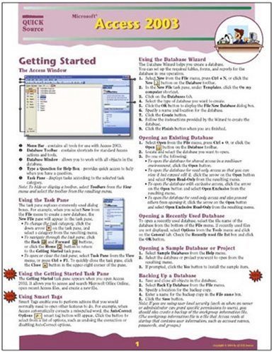 Microsoft Access 2003 Quick Source Guide by Quick Source (2004 ...