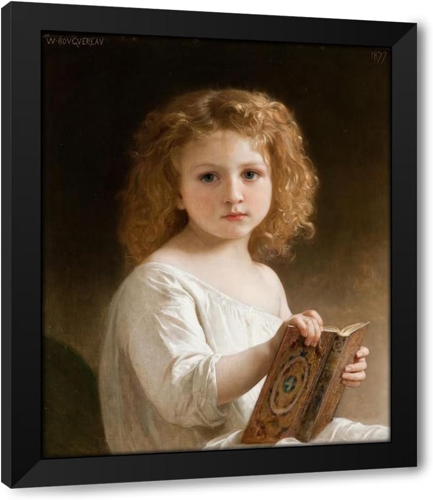 ArtDirect The Story Book 1877 Custom Framed Art Print Giclee Print or Canvas Options with Various Sizes and Customization by Bouguereau, William-Adolphe