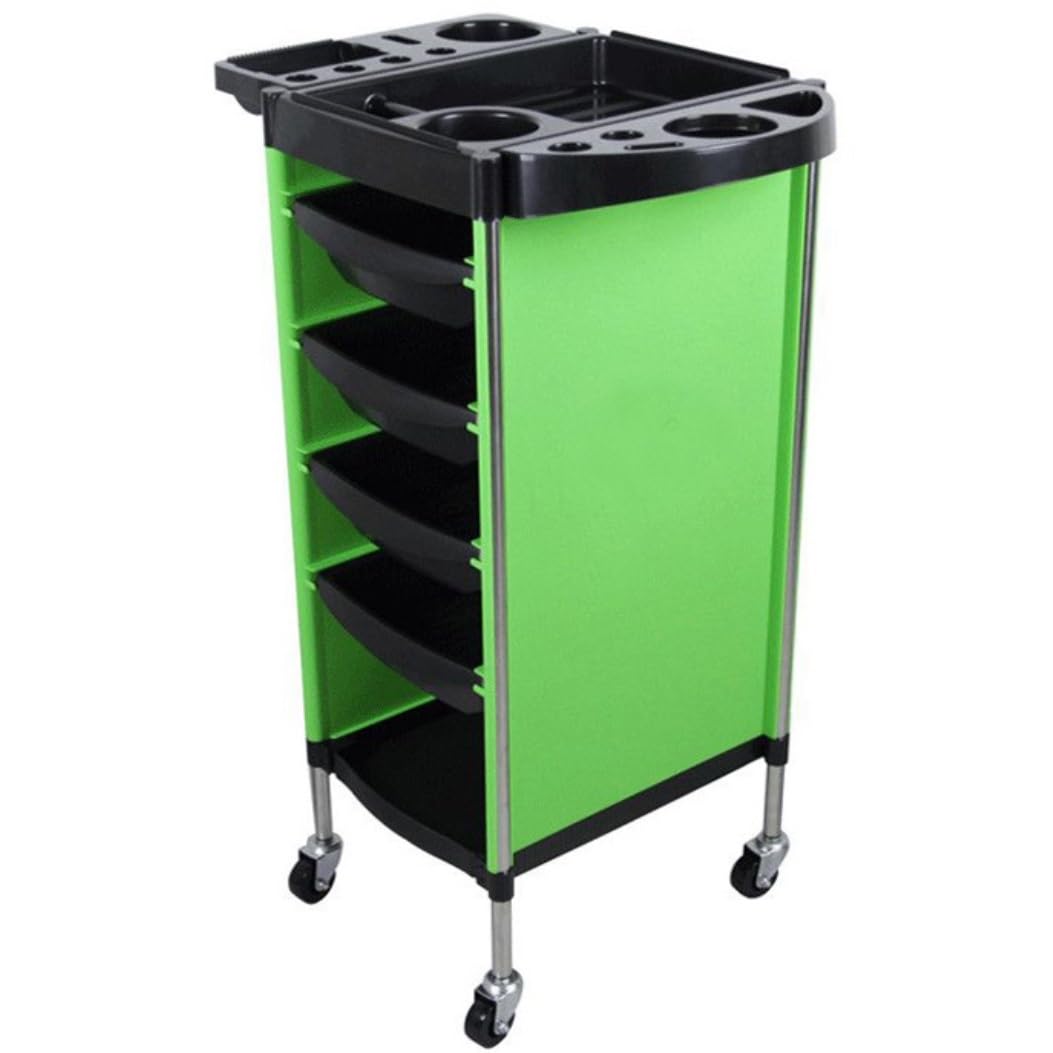 Beauté Chariot De Coiffeur Salon Coiffure avec 4 Tiroirs Et Plateau Latéral Rangement Beauté sur roulettes Chariot(Black)