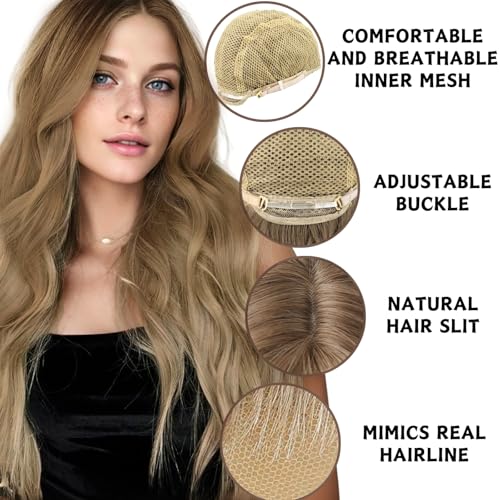 LUFFLOK Lange Gewellt Blond Perücke für Frauen 68cm Lange Lockige Volle Perücken Damen Gewellte Hitzebeständig Volle Haar Perücke für Tägliche Karneval (Blond)