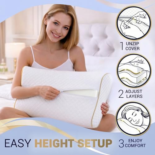 Image of Royal Therapy 2-Pack Queen Memory Foam Pillow, Cervical, Queen Contour Pillow, Orthopedic Pillow for Neck Support, Neck Pain, Side Sleepers, CertiPUR-US