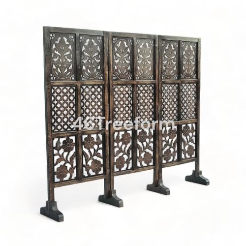 Image of Wooden Room Partition /Screen /Room Divider /Room Separator for Livng Room Bedroom Home Office Restarurant Hallway 20Inches Wide (3 Panel 4 Feet with Stands)