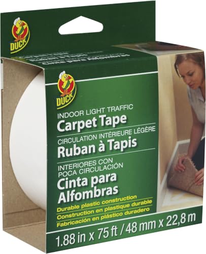 Image of Duck Brand Light Traffic Carpet Tape, 1.88-Inch x 75 Feet, Single Roll, White (394621) (Pack of 12)