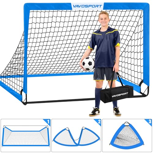 Image of Kids Soccer Goals for Backyard Set - 2 of 4' x 3' Portable Soccer Goal Training Equipment, Pop Up Toddler Soccer Net with Soccer Ball, Soccer Set for Kids and Youth Outdoor Games, Sports, Play