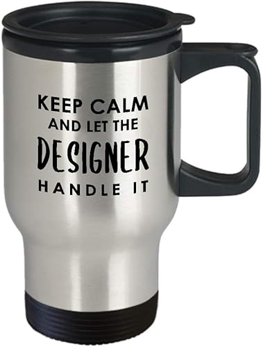 Miniatura 2 de Idea de regalo de agradecimiento para diseñador, taza de café aislada con mango de texto "Keep Calm Handle", diseño de interiores de UX, diseño de